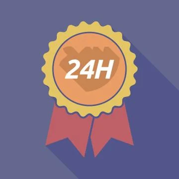 Long shadow badge with    the text 24H Stock Illustration