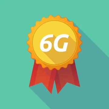 Long shadow badge with    the text 6G Stock Illustration