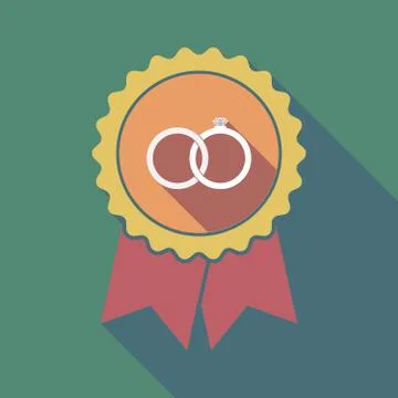 Long shadow badge with  two bonded wedding rings Stock Illustration