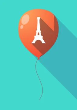 Long shadow balloon with   the Eiffel tower Stock Illustration