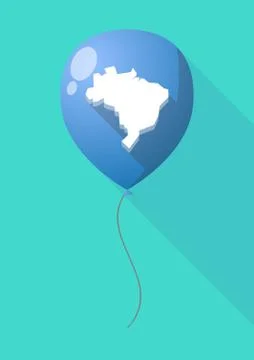 Long shadow balloon with  a map of Brazil Stock Illustration