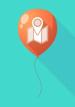 Long shadow balloon with a map Stock Illustration