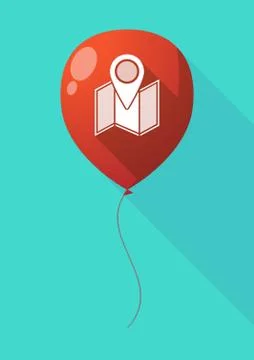 Long shadow balloon with a map Stock Illustration