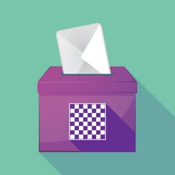 Long shadow ballot box with  a chess board Stock Illustration