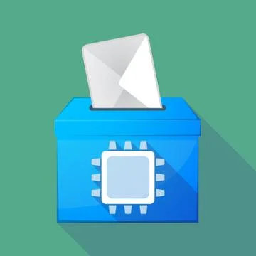 Long shadow ballot box with a cpu Illustrazione stock