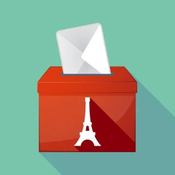 Long shadow ballot box with   the Eiffel tower Stock Illustration