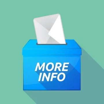 Long shadow ballot box with    the text MORE INFO Illustrazione stock