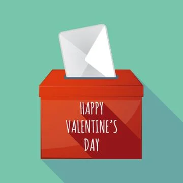 Long shadow ballot box with    the text HAPPY VALENTINES DAY Stock Illustration