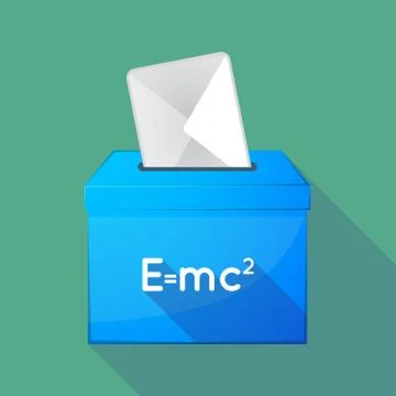 Long shadow ballot box with the Theory of Relativity formula Stock Illustration