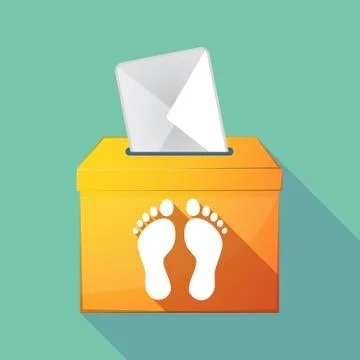 Long shadow ballot box with two footprints Stock Illustration