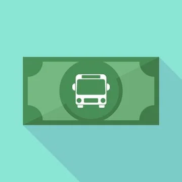 Long shadow bank note with  a bus icon Stock Illustration