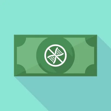 Long shadow bank note with  a DNA sign in a not allowed signal Stock Illustration