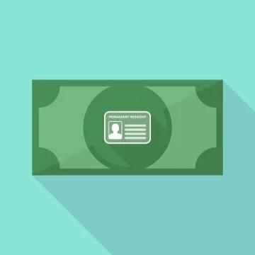Long shadow bank note with  a green card Stock Illustration
