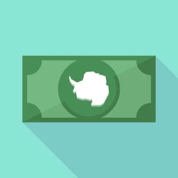 Long shadow bank note with  the map of  Antarctica Stock Illustration
