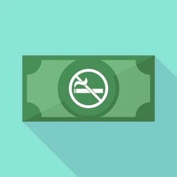 Long shadow bank note with  a no smoking sign Stock Illustration