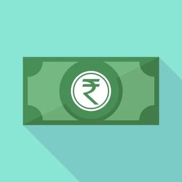 Long shadow bank note with  a rupee coin icon Ilustração Stock