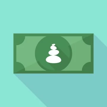Long shadow bank note with  a stacked zen stones Stock Illustration
