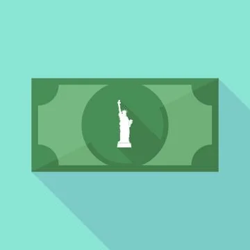 Long shadow bank note with  the Statue of Liberty Stock Illustration