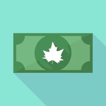 Long shadow banknote icon with an autumn leaf tree Stock Illustration