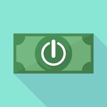 Long shadow banknote icon with an off button 스톡 일러스트