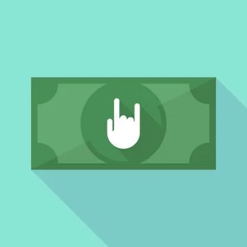 Long shadow banknote icon with a rocking hand イラスト素材
