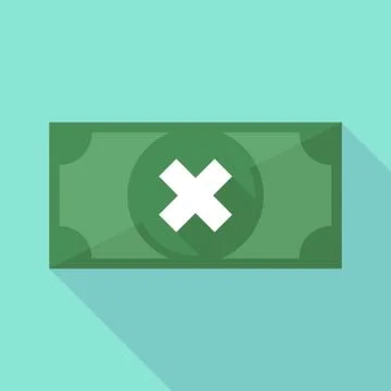 Long shadow banknote icon with an x sign Stock Illustration