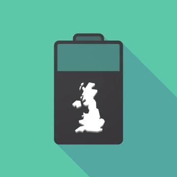 Long shadow battery with  a map of the UK Illustrazione stock