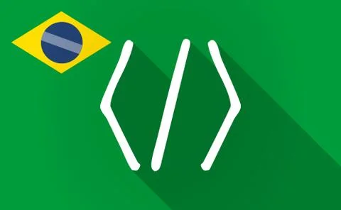 Long shadow Bazil flag with a code sign Stock Illustration