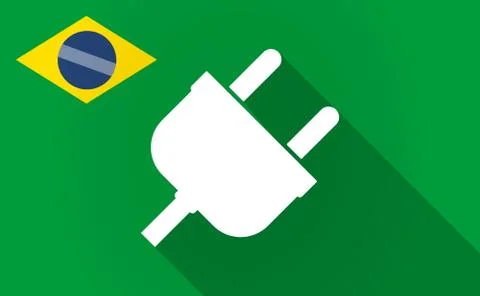 Long shadow Bazil flag with a plug Stock Illustration