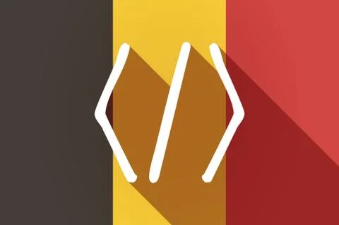Long shadow Belgium flag with a code sign Stock Illustration