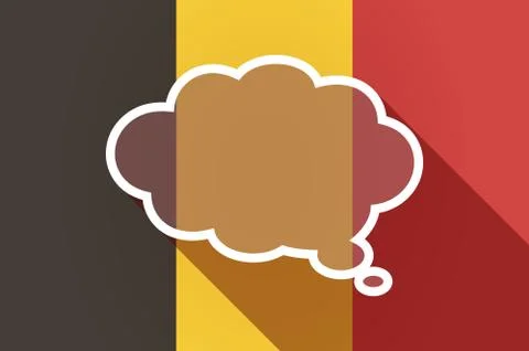 Long shadow Belgium flag with a comic cloud balloon Stock Illustration