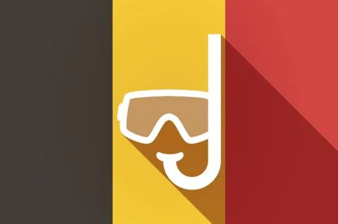 Long shadow Belgium flag with a diving goggles Ilustração Stock