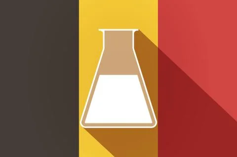 Long shadow Belgium flag with a flask Stock Illustration