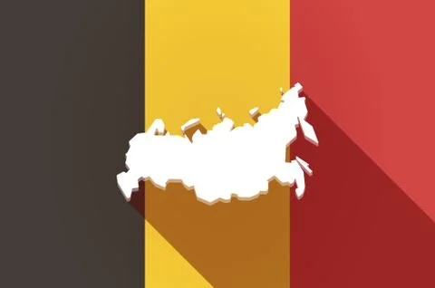 Long shadow Belgium flag with  a map of Russia Stock Illustration
