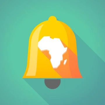 Long shadow bell with  a map of the african continent Stock Illustration