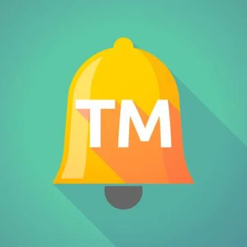 Long shadow bell with    the text TM Stock Illustration