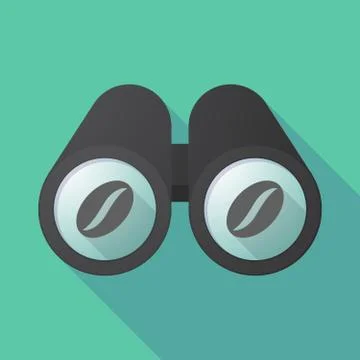 Long shadow binoculars with a coffee bean Stock Illustration