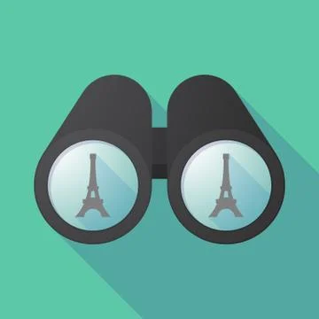 Long shadow binoculars with   the Eiffel tower Illustrazione stock
