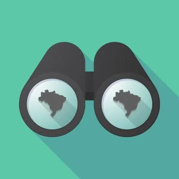 Long shadow binoculars with  a map of Brazil Stock Illustration
