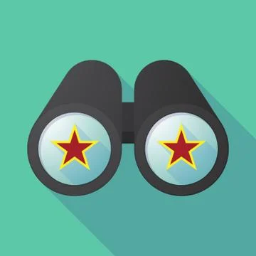 Long shadow binoculars with  the red star of communism icon Stock Illustration