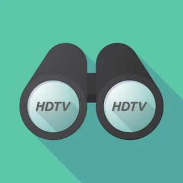 Long shadow binoculars with    the text HDTV Stock Illustration