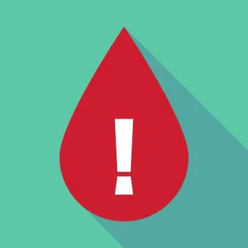 Long shadow blood drop with an admiration sign Stock Illustration