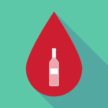 Long shadow blood drop with a bottle of wine Stock Illustration