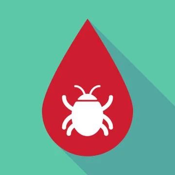 Long shadow blood drop with a bug Stock Illustration