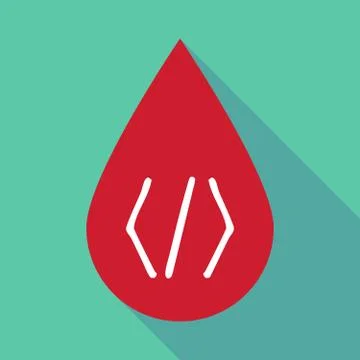 Long shadow blood drop with a code sign Stock Illustration
