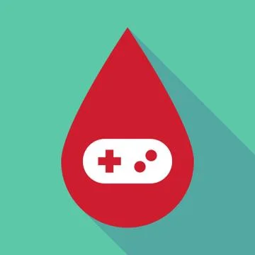 Long shadow blood drop with a game pad Stock Illustration