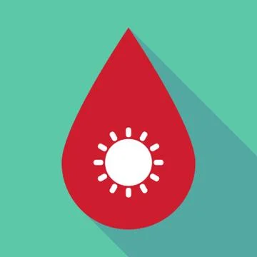 Long shadow blood drop with a sun Stock Illustration