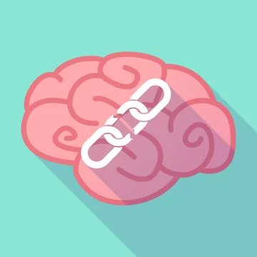 Long shadow brain with  a broken chain 스톡 일러스트