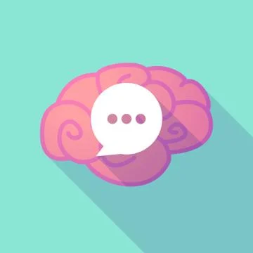 Long shadow brain with  a comic balloon Stock Illustration