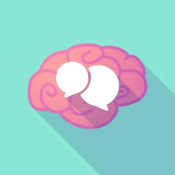 Long shadow brain with   comic balloons Stock Illustration